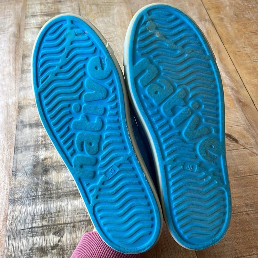 Native Shoes Kids Slip-On Sneakers in Bright Blue with White Toecaps